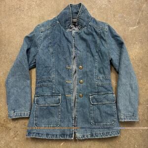 90s Vintage Gallery Denim Jacket Womens Medium Tailored Jean Blazer USA